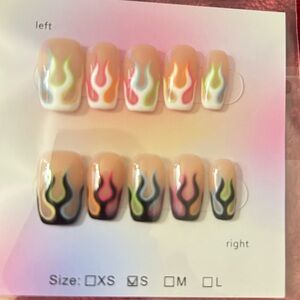 Colorful Flame Press-On Nails